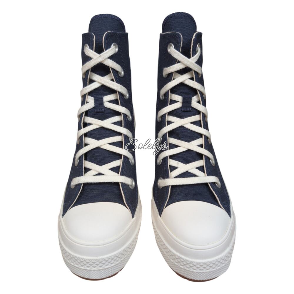 Converse Chuck 70 De Luxe Heel Obsidian Navy Platform Sneaker Boot Womens 7